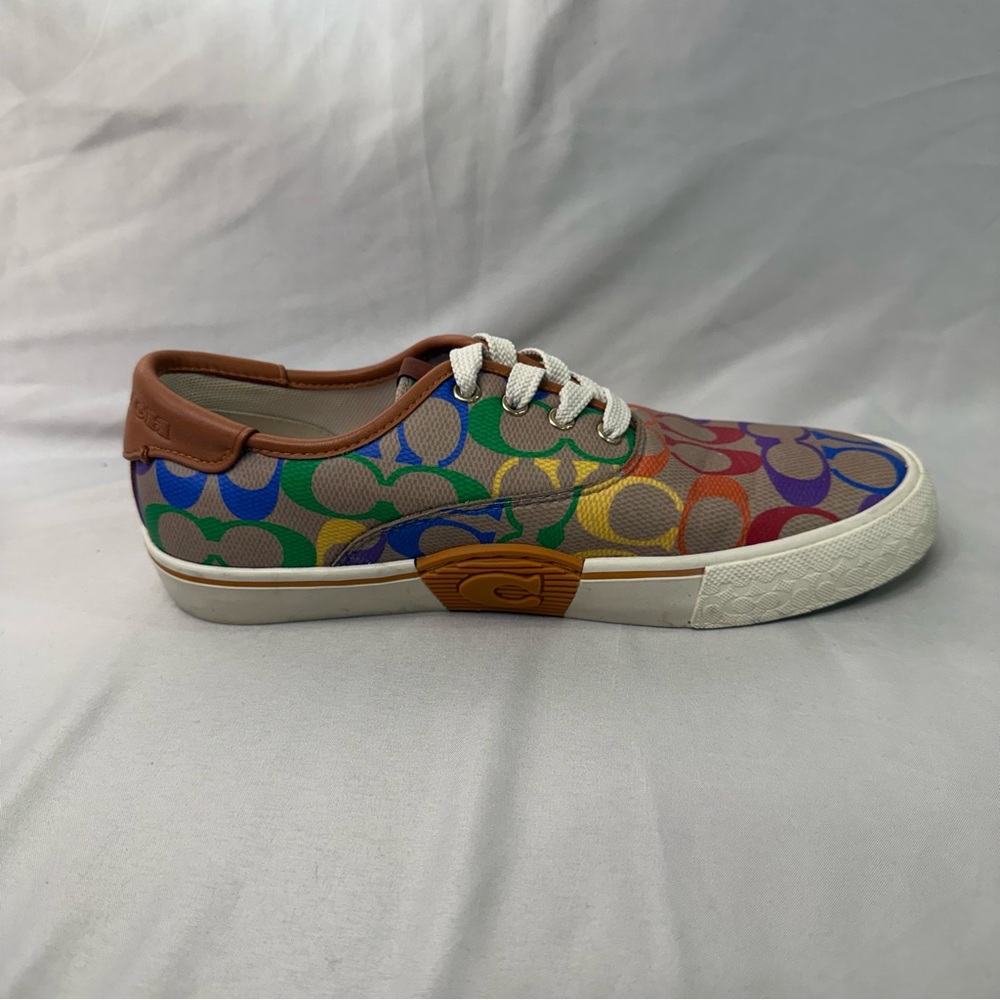 Coach Signature Women's Sneakers Size 7, Brown/Rainbow - Picture 4 of 7
